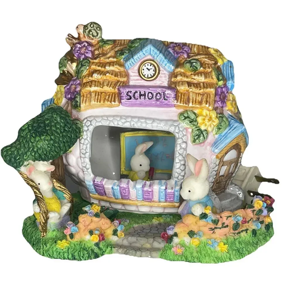 Easter Village Lighted‎ Ceramic School Bunny House Teacher Gift